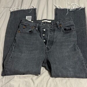 Levi's Dark Gray Ribcage Straight Leg Jeans